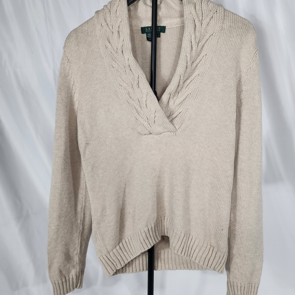 Lauren Ralph Lauren Cream V-Neck Sweater
